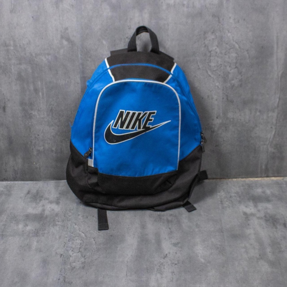 Vintage 1990's Nike Two Tone Royal Blue & Black Swoosh School Bag Backpack
